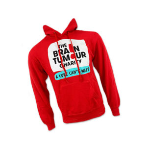 The Brain Tumour Charity hoodie on a white background
