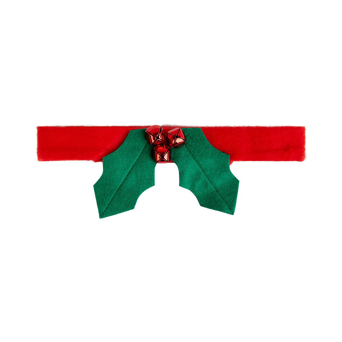 Festive holly dog collar on white background